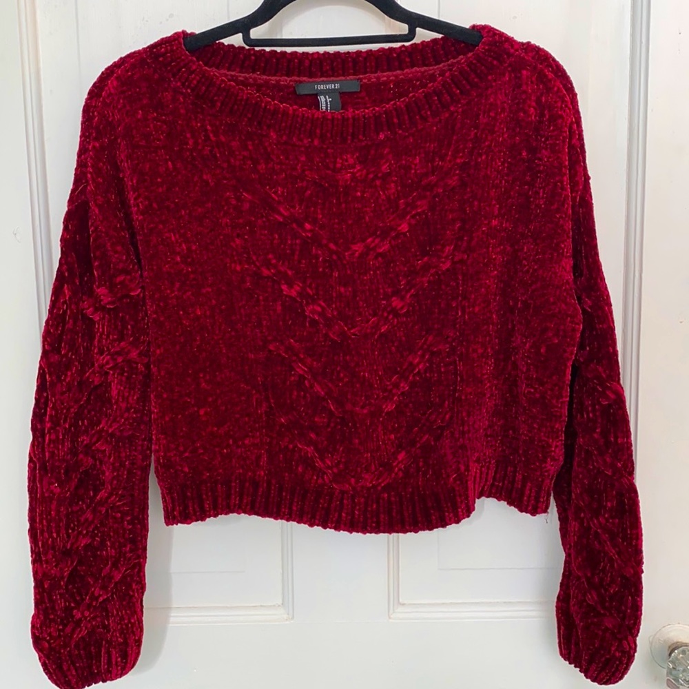 Forever 21 burgundy velvet cropped sweeter